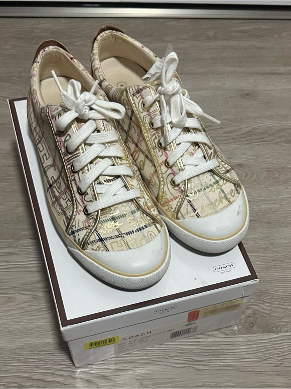 Coach Women's Low-Top Signature Canvas Sneakers in Cream with Multicolor Accents